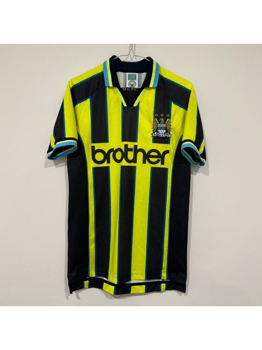 Score Draw Official Retro Manchester City Away Shirt 1999 Soccer Football S